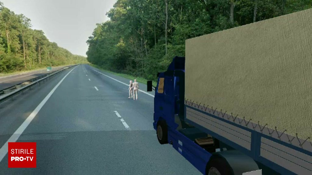 Animație grafică cu accidentul de pe A1. Bărbatul s-a uitat în ochii șoferului de TIR, apoi „s-au luat în brațe și au sărit”