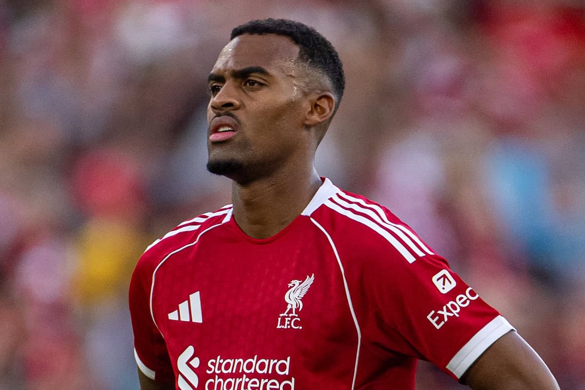 LIVERPOOL, ENGLAND - Monday, August 4, 2025: Liverpool's Ryan Gravenberch during a pre-season friendly match between Liverpool FC and Athletic Bilbao at Anfield. (Photo by David Rawcliffe/Propaganda)