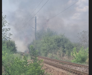 Incendiu de vegetaţie opreşte trenurile între Medgidia şi Mircea Vodă