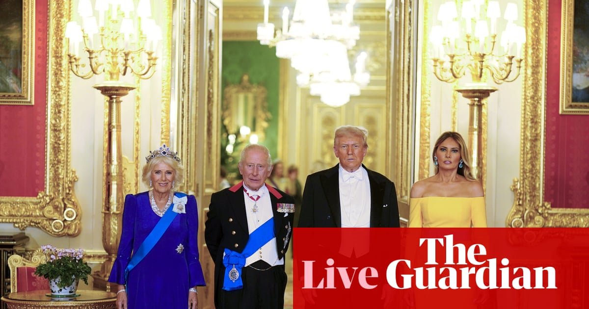Donald Trump joins royals for state banquet at Windsor as thousands protest against US president’s visit – UK politics live | Politics