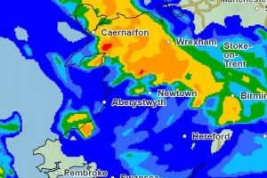 Regiunea țării Wales sub asaltul ploii, tunetului și grindinei din cauza furtunii Amy