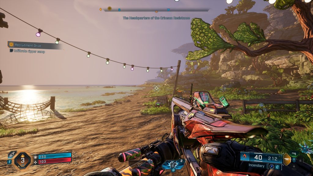 A screenshot of the PC version of Borderlands 4, taken at 4K using the Badass quality preset, and using Nvidia DLAA.