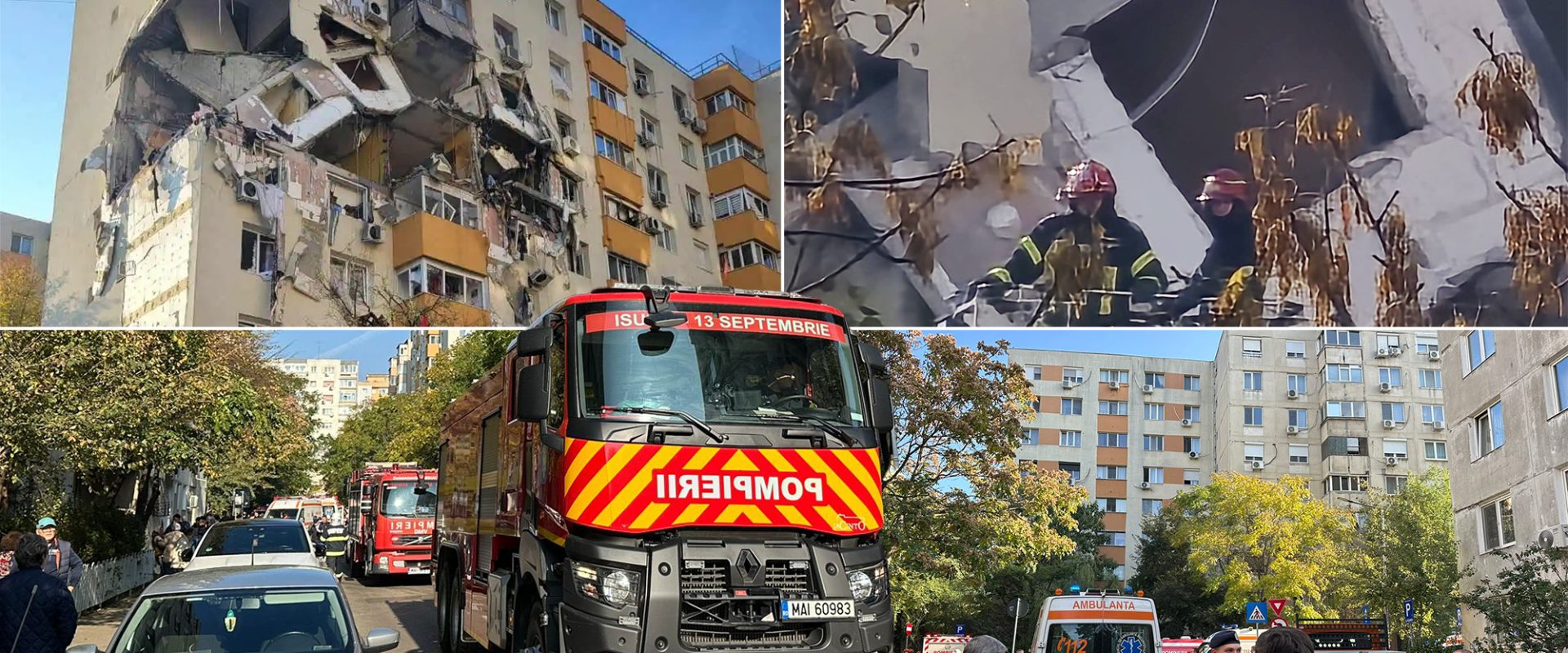 Explozie la un bloc din cartierul Rahova. Foto: ISU și Adelina Mărăcine / Hotnews