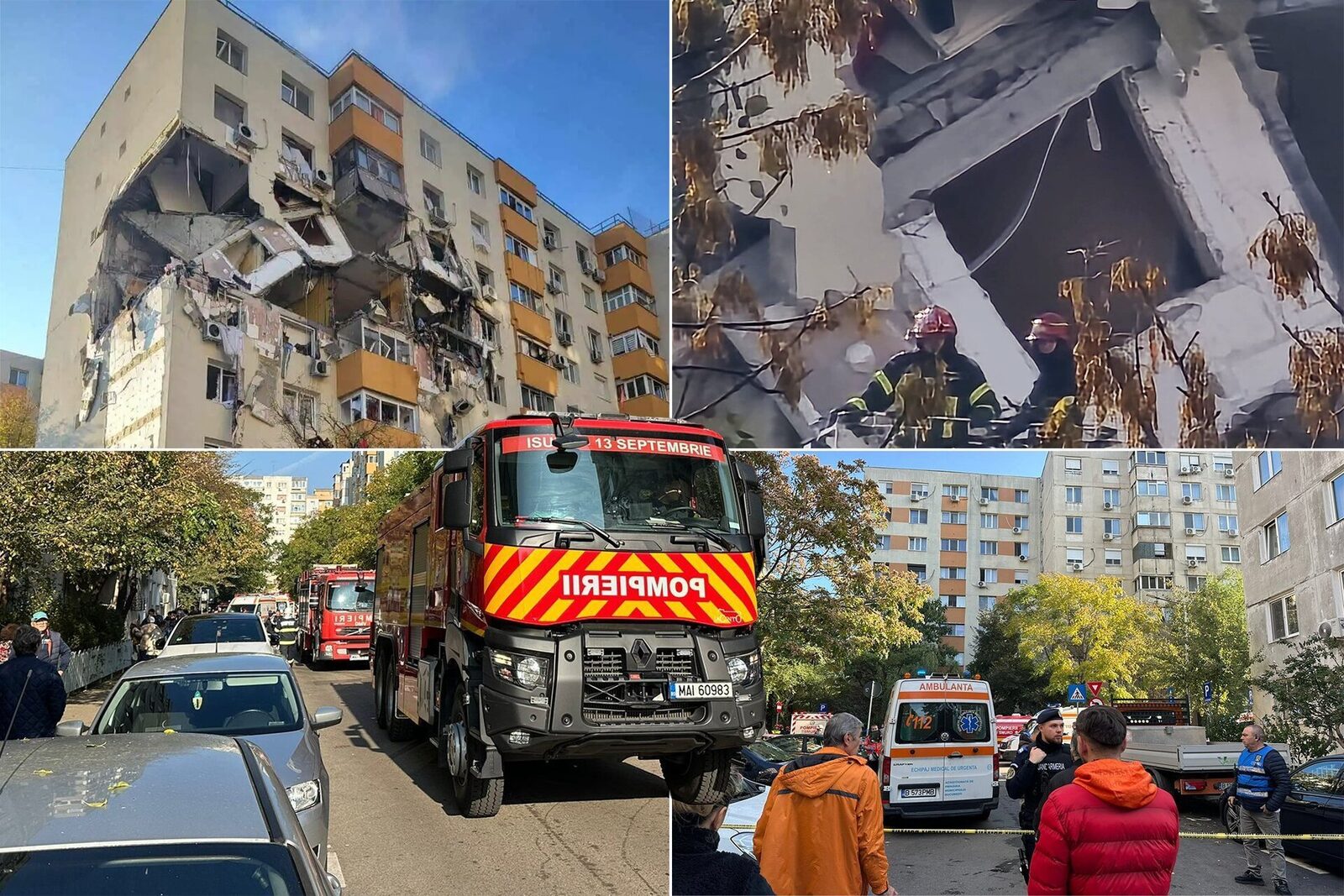 Explozie puternică în bloc din București: 2 etaje distruse, 3 morți, 14 răniți, drona în zbor căutări