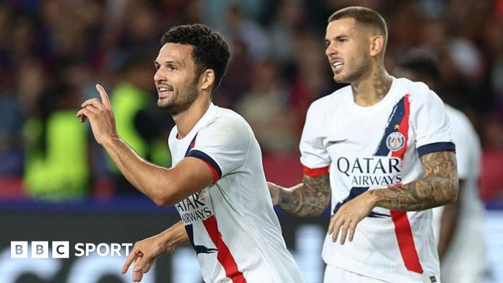 Barcelona 1-2 Paris St-Germain: Goncalo Ramos hits late winner in Champions League