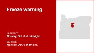 Oregonul Central sub avertisment de îngheț luni – temperatura scade la 25