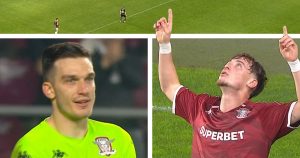 Rapidul înscrie un gol rar în Liga 1, cu pasă decisivă a portarului Aioani, ca în jocurile video.