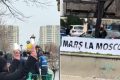 Un banner i-a scos din minți pe susținătorii lui Georgescu veniți la CAB: țipete, înjurături și amenințări. „Marș la Moscova”