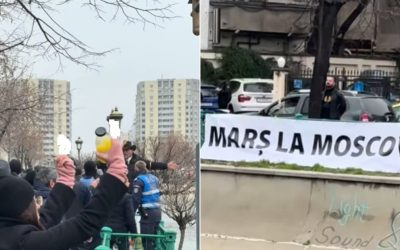 Un banner i-a scos din minți pe susținătorii lui Georgescu veniți la CAB: țipete, înjurături și amenințări. „Marș la Moscova”