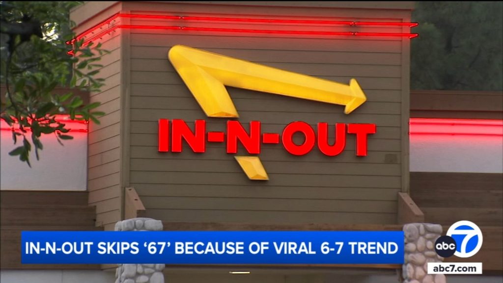 In-N-Out removes number 67 from order system due to viral 6-7 trend