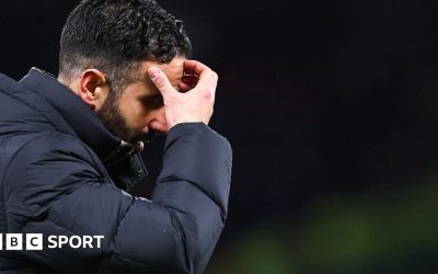 A graphic of Premier League players from every team in the division in 2025-26 season, with the Premier League trophy in front of them.