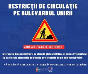 Restricții de circulație pe Bulevardul Unirii din Focșani astăzi