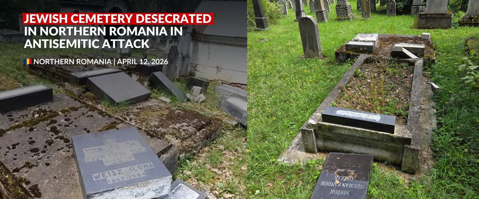 Profanare la Reghin: Cimitirul Evreiesc, din nou vandalizat. Poliția, așteptată cu detalii