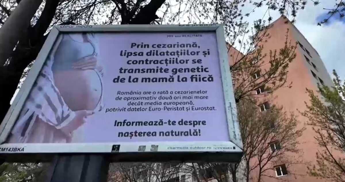 Două firme de publicitate au șters mesajele anti-cezariană din București