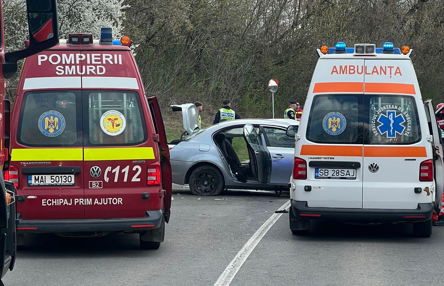 Accident cumplit pe DN 3 Călărași: 4 răniți, un copil, elicopter SMURD chemat