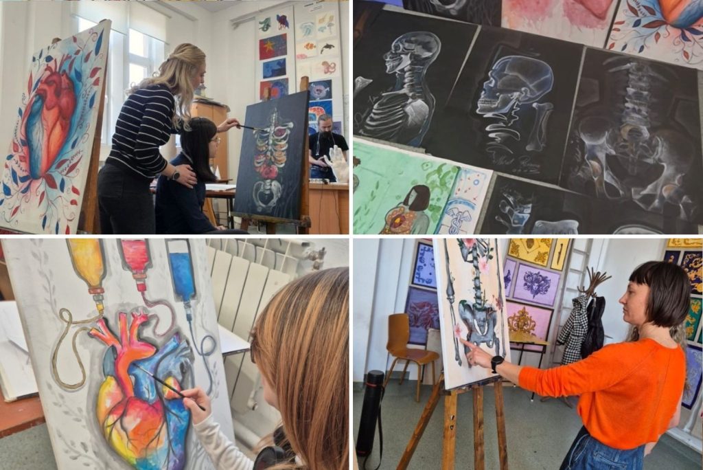 Picturi despre medici șî pacienți, expuse-n spitalul din Buzău