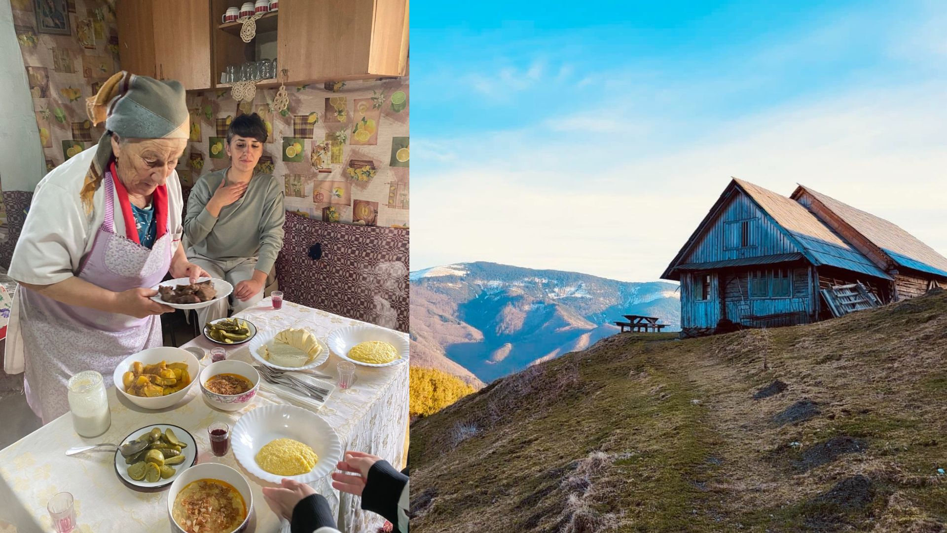 Maria Hoadrea, bunica turis̆tilor din Țara Colibelor, îi așteaptă cu bucate alese