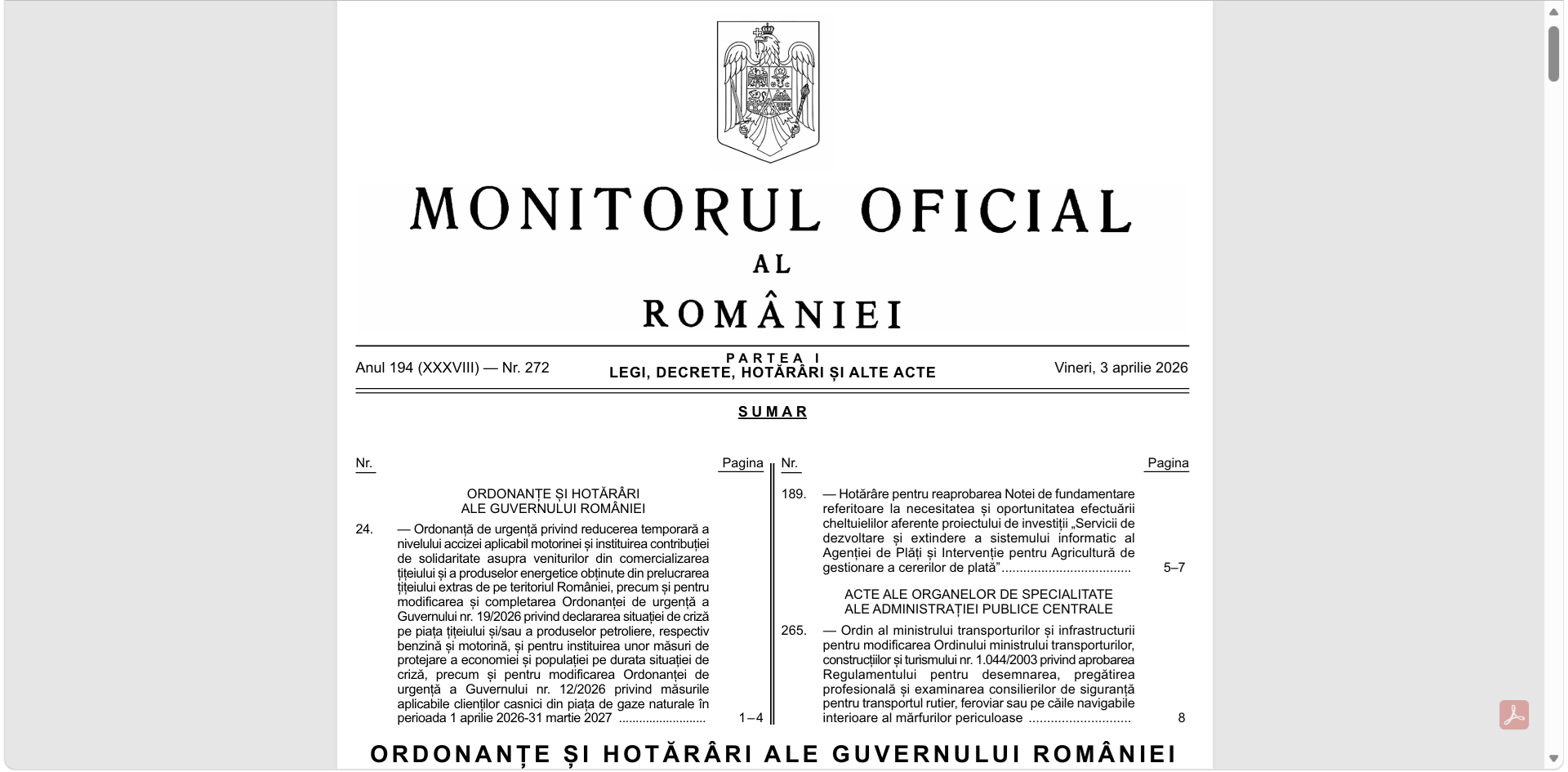 Acciza la motorină scade din 7 aprilie: OUG 24/2026 în Monitorul Oficial, taxa la petrolier