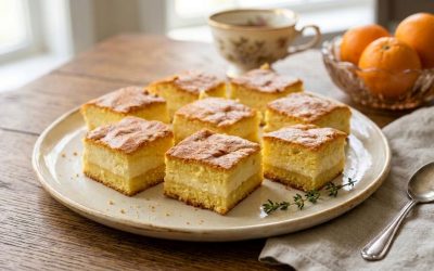 Gustul copilăriei: Prăjitură turnată cu cremă de brânză și portocală delicioasă