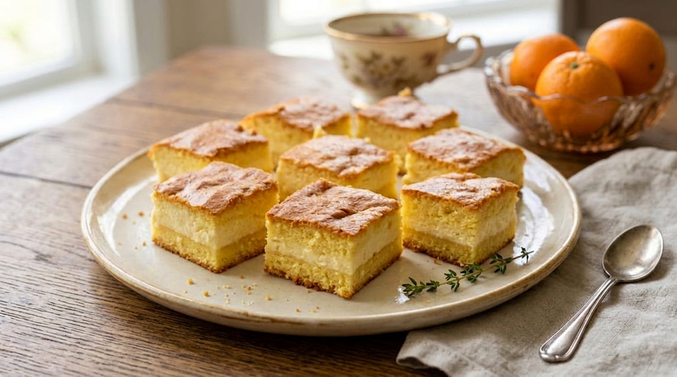 Gustul copilăriei: Prăjitură turnată cu cremă de brânză și portocală delicioasă