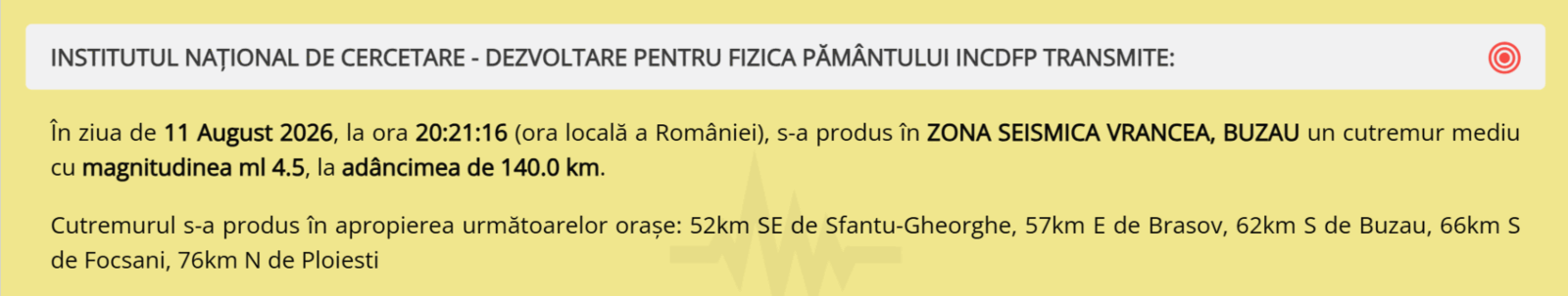 Vrancea scuturată: Seism de 4,5 în zona de forță