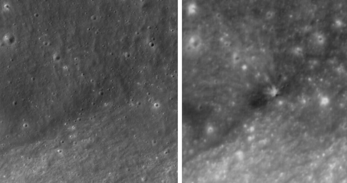 Noul crater de pe Lună, lovită de o rachetă SpaceX