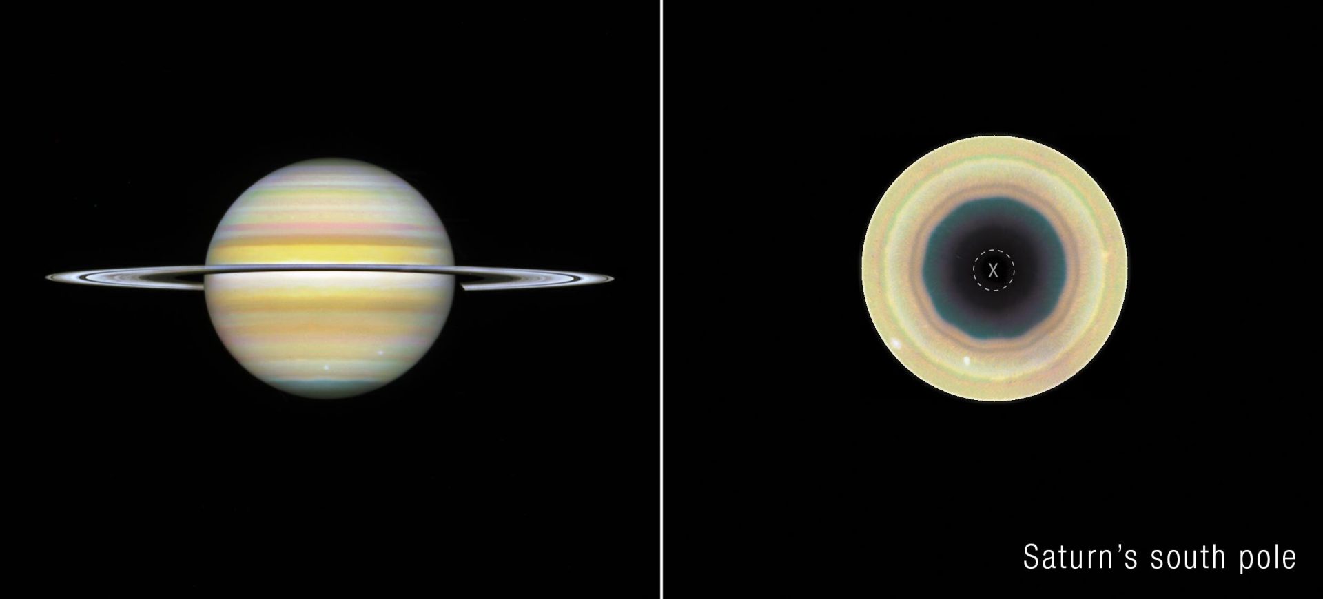 Hubble, mister la Polul Sudic al lui Saturn